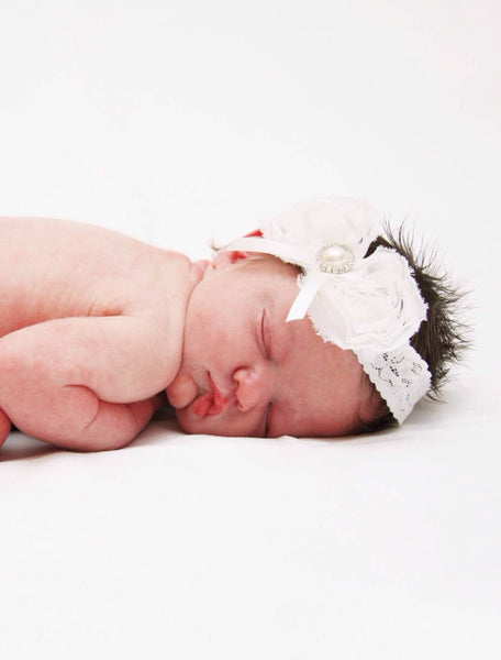 white or ivory vintage christening flower girl bridal fascinator headband  FLHD70
