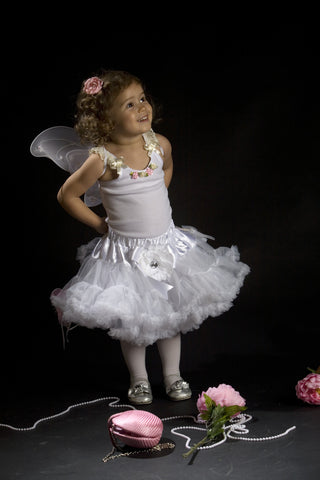 Baby & girl white pettiskirt with removable non slip flower hair clip flower girl TUFW86
