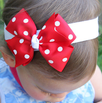 Baby, girl, lady hot pink baby pink red or black spotty bow headband