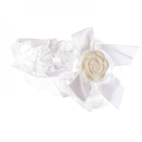 White satin and lace garter