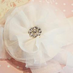 Baby girl lady white organza vintage flower hair clip & brooch christening flower girl. bridal clip72